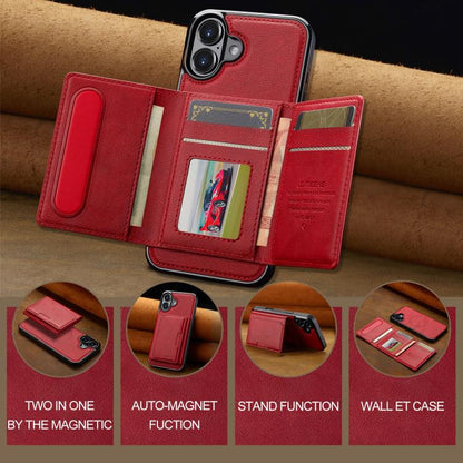 For iPhone 17 LC.IMEEKE L5 Series Detachable RFID Card Bag Magsafe Phone Case(Red) by LC.IMEEKE