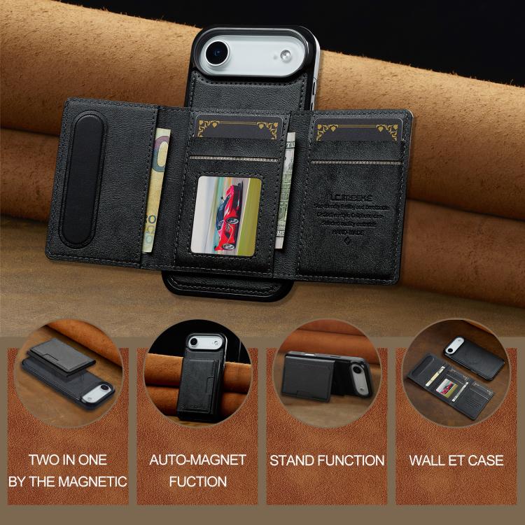 For iPhone Air LC.IMEEKE L5 Series Detachable RFID Card Bag Magsafe Phone Case(Black) by LC.IMEEKE