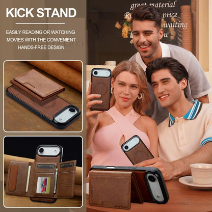 For iPhone Air LC.IMEEKE L5 Series Detachable RFID Card Bag Magsafe Phone Case(Brown) by LC.IMEEKE