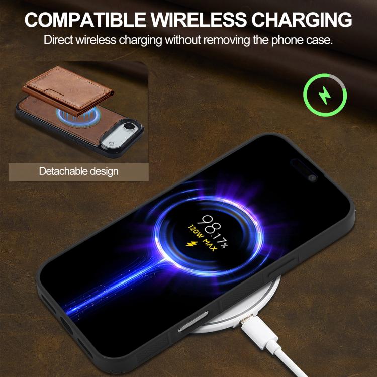 For iPhone Air LC.IMEEKE L5 Series Detachable RFID Card Bag Magsafe Phone Case(Brown) by LC.IMEEKE