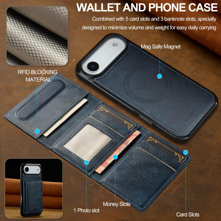 For iPhone Air LC.IMEEKE L5 Series Detachable RFID Card Bag Magsafe Phone Case(Blue) by LC.IMEEKE