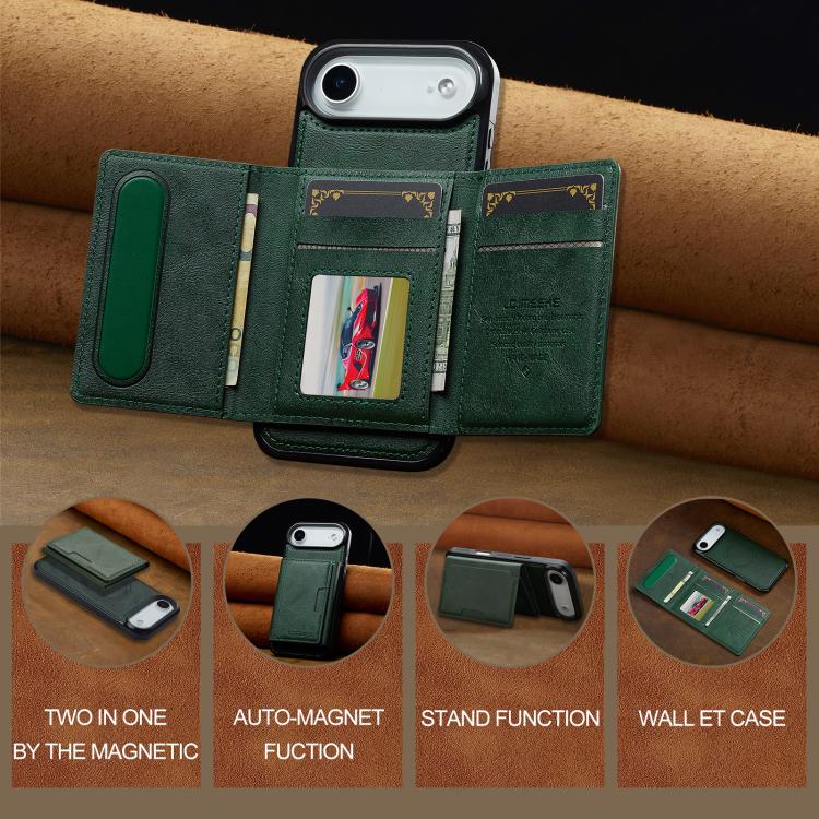 For iPhone Air LC.IMEEKE L5 Series Detachable RFID Card Bag Magsafe Phone Case(Green) by LC.IMEEKE