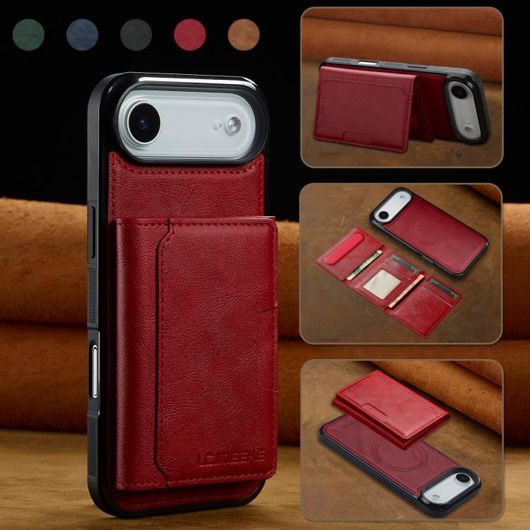 For iPhone Air LC.IMEEKE L5 Series Detachable RFID Card Bag Magsafe Phone Case(Red) by LC.IMEEKE