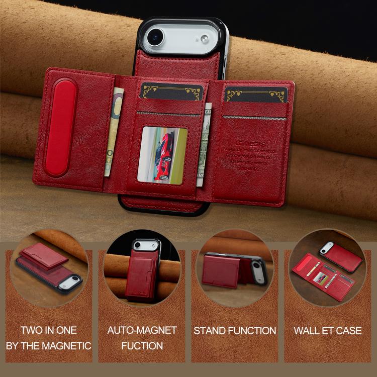 For iPhone Air LC.IMEEKE L5 Series Detachable RFID Card Bag Magsafe Phone Case(Red) by LC.IMEEKE