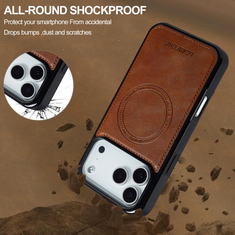 For iPhone 17 Pro LC.IMEEKE L5 Series Detachable RFID Card Bag Magsafe Phone Case(Brown) by LC.IMEEKE