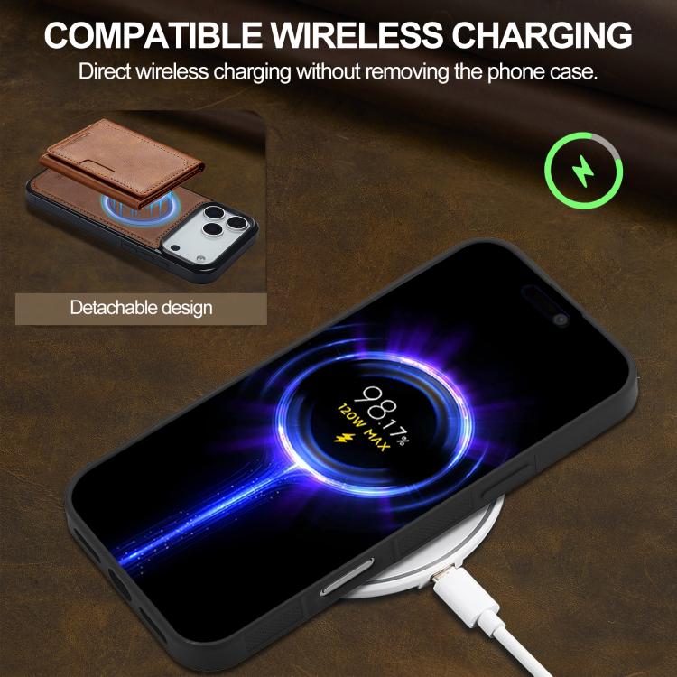 For iPhone 17 Pro LC.IMEEKE L5 Series Detachable RFID Card Bag Magsafe Phone Case(Brown) by LC.IMEEKE