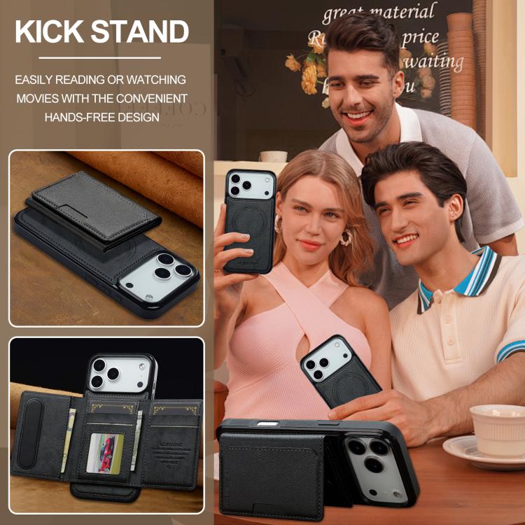 For iPhone 17 Pro Max LC.IMEEKE L5 Series Detachable RFID Card Bag Magsafe Phone Case(Black) by LC.IMEEKE