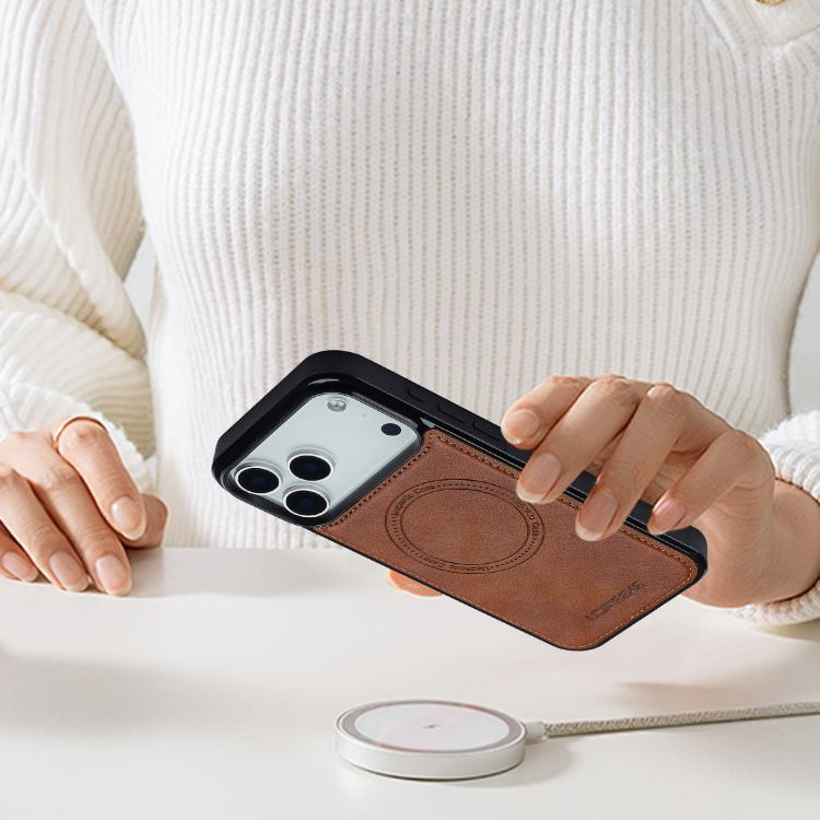 For iPhone 17 Pro Max LC.IMEEKE L5 Series Detachable RFID Card Bag Magsafe Phone Case(Brown) by LC.IMEEKE