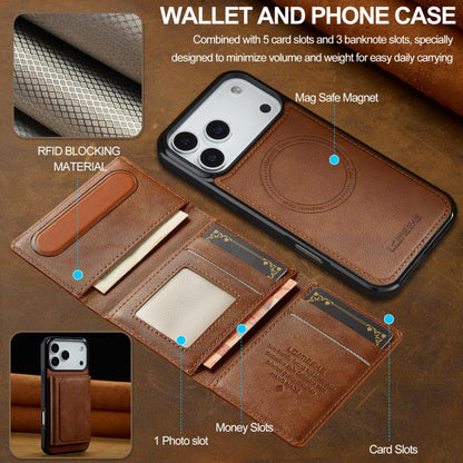 For iPhone 17 Pro Max LC.IMEEKE L5 Series Detachable RFID Card Bag Magsafe Phone Case(Brown) by LC.IMEEKE
