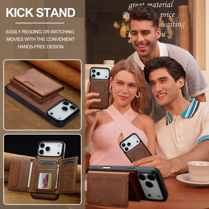 For iPhone 17 Pro Max LC.IMEEKE L5 Series Detachable RFID Card Bag Magsafe Phone Case(Brown) by LC.IMEEKE