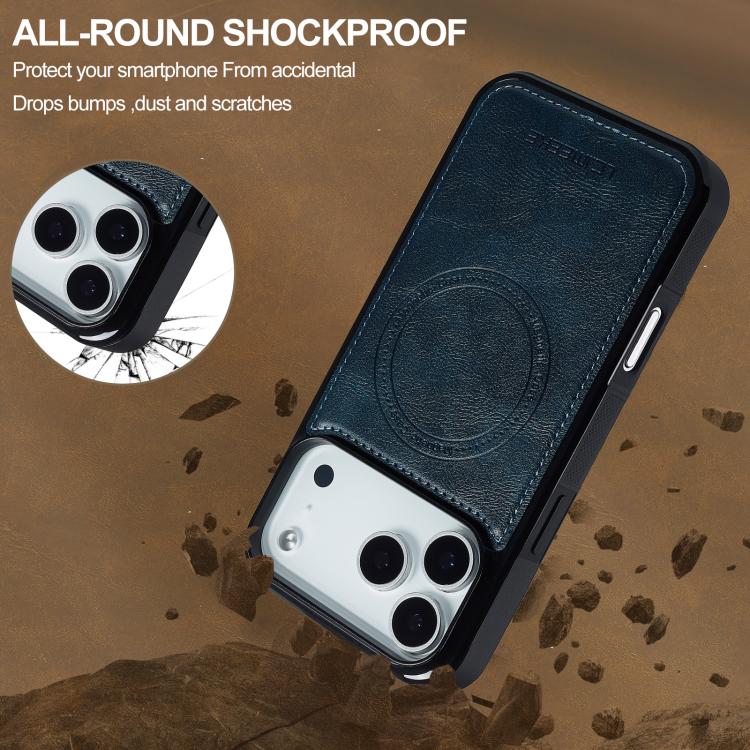For iPhone 17 Pro Max LC.IMEEKE L5 Series Detachable RFID Card Bag Magsafe Phone Case(Blue) by LC.IMEEKE
