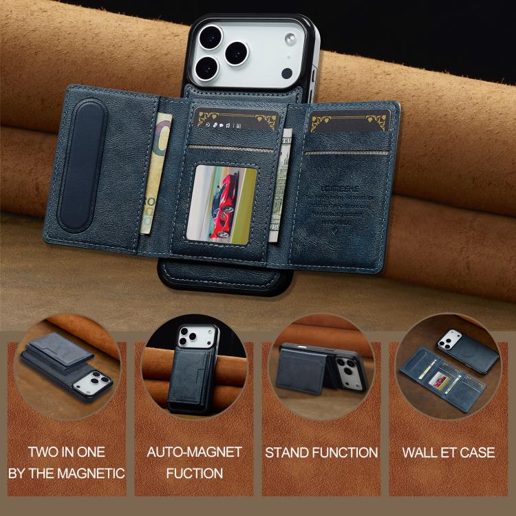 For iPhone 17 Pro Max LC.IMEEKE L5 Series Detachable RFID Card Bag Magsafe Phone Case(Blue) by LC.IMEEKE