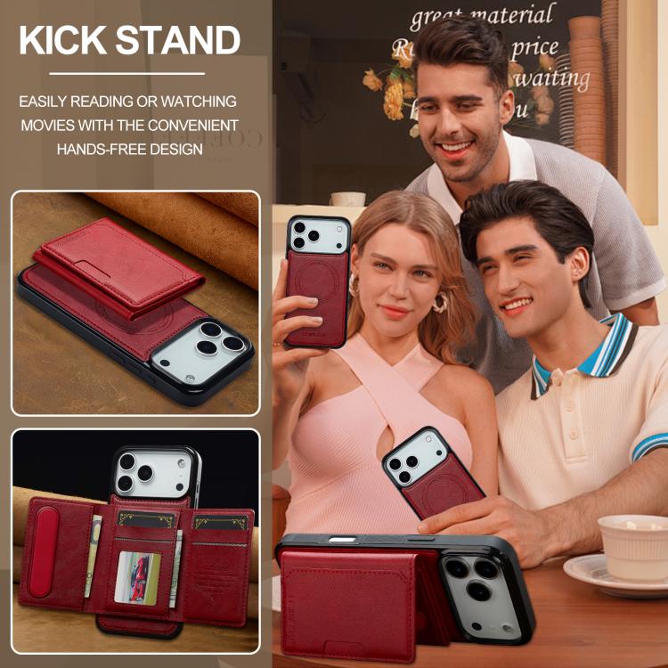 For iPhone 17 Pro Max LC.IMEEKE L5 Series Detachable RFID Card Bag Magsafe Phone Case(Red) by LC.IMEEKE