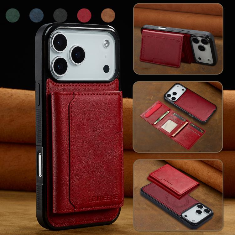 For iPhone 17 Pro Max LC.IMEEKE L5 Series Detachable RFID Card Bag Magsafe Phone Case(Red) by LC.IMEEKE