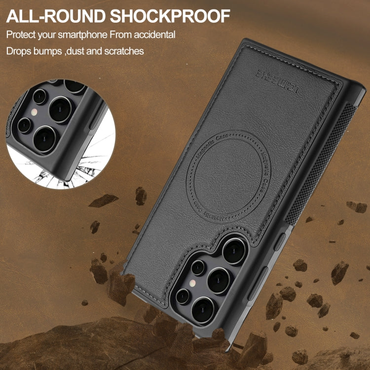 For Samsung Galaxy S24 Ultra 5G LC.IMEEKE L5 Series Detachable RFID Card Bag Magsafe Phone Case(Black) by LC.IMEEKE