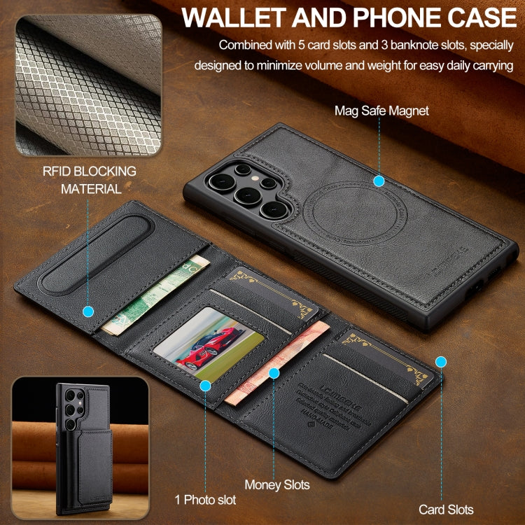 For Samsung Galaxy S24 Ultra 5G LC.IMEEKE L5 Series Detachable RFID Card Bag Magsafe Phone Case(Black) by LC.IMEEKE