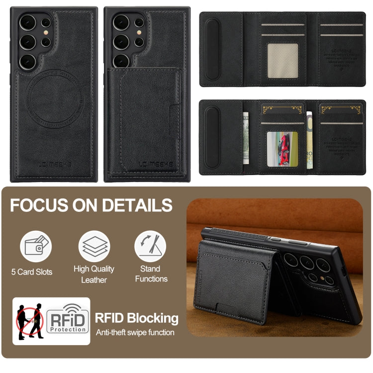 For Samsung Galaxy S24 Ultra 5G LC.IMEEKE L5 Series Detachable RFID Card Bag Magsafe Phone Case(Black) by LC.IMEEKE