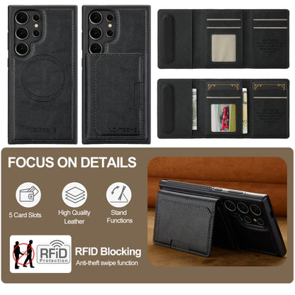 For Samsung Galaxy S24 Ultra 5G LC.IMEEKE L5 Series Detachable RFID Card Bag Magsafe Phone Case(Black) by LC.IMEEKE