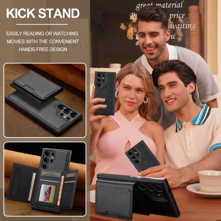 For Samsung Galaxy S24 Ultra 5G LC.IMEEKE L5 Series Detachable RFID Card Bag Magsafe Phone Case(Black) by LC.IMEEKE