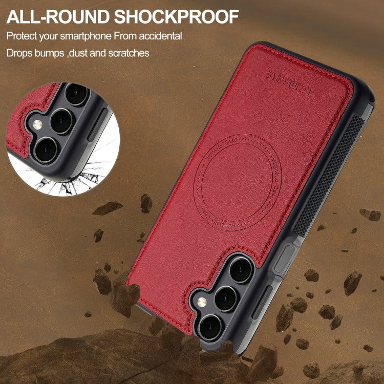 For Samsung Galaxy S24 5G LC.IMEEKE L5 Series Detachable RFID Card Bag Magsafe Phone Case(Red) by LC.IMEEKE
