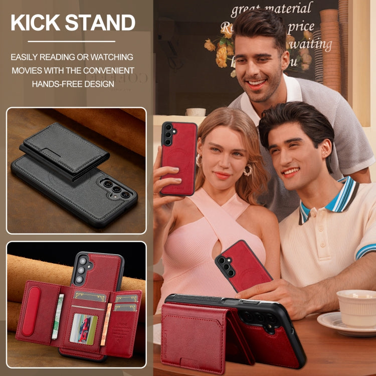 For Samsung Galaxy S23 FE 5G LC.IMEEKE L5 Series Detachable RFID Card Bag Magsafe Phone Case(Red) by LC.IMEEKE