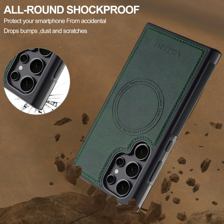 For Samsung Galaxy S23 Ultra 5G LC.IMEEKE L5 Series Detachable RFID Card Bag Magsafe Phone Case(Green) by LC.IMEEKE