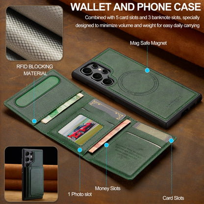 For Samsung Galaxy S23 Ultra 5G LC.IMEEKE L5 Series Detachable RFID Card Bag Magsafe Phone Case(Green) by LC.IMEEKE