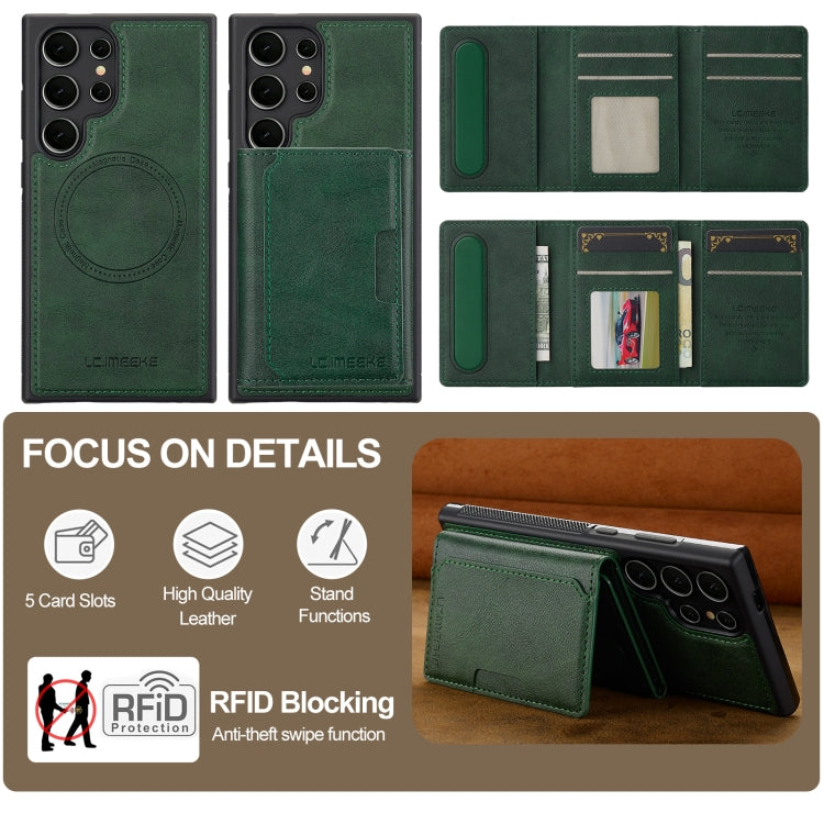 For Samsung Galaxy S23 Ultra 5G LC.IMEEKE L5 Series Detachable RFID Card Bag Magsafe Phone Case(Green) by LC.IMEEKE