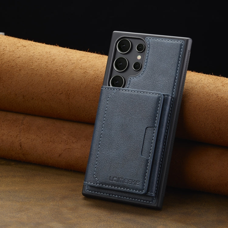 For Samsung Galaxy S22 Ultra 5G LC.IMEEKE L5 Series Detachable RFID Card Bag Magsafe Phone Case(Blue) by LC.IMEEKE