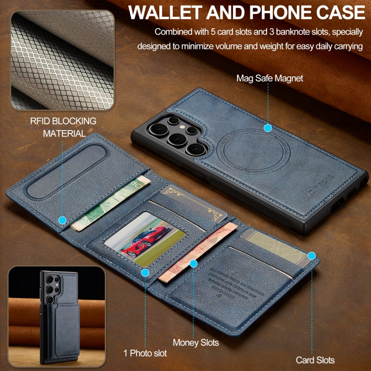 For Samsung Galaxy S22 Ultra 5G LC.IMEEKE L5 Series Detachable RFID Card Bag Magsafe Phone Case(Blue) by LC.IMEEKE