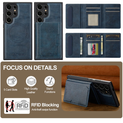 For Samsung Galaxy S22 Ultra 5G LC.IMEEKE L5 Series Detachable RFID Card Bag Magsafe Phone Case(Blue) by LC.IMEEKE