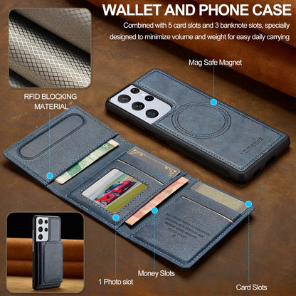 For Samsung Galaxy S21 Ultra 5G LC.IMEEKE L5 Series Detachable RFID Card Bag Magsafe Phone Case(Blue) by LC.IMEEKE