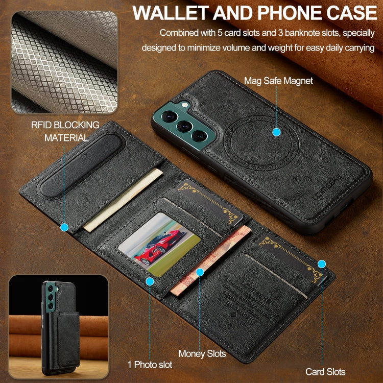 For Samsung Galaxy S22+ 5G LC.IMEEKE L5 Series Detachable RFID Card Bag Magsafe Phone Case(Black) by LC.IMEEKE