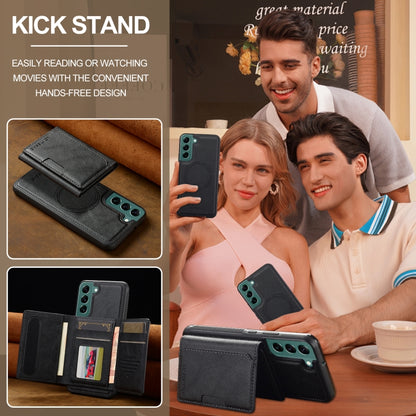 For Samsung Galaxy S22+ 5G LC.IMEEKE L5 Series Detachable RFID Card Bag Magsafe Phone Case(Black) by LC.IMEEKE