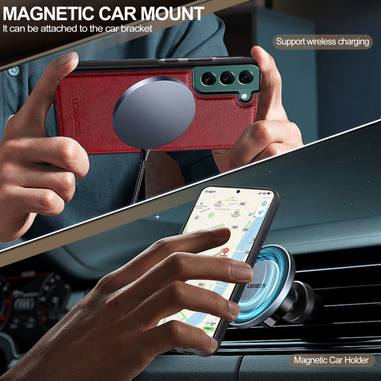 For Samsung Galaxy S22 5G LC.IMEEKE L5 Series Detachable RFID Card Bag Magsafe Phone Case(Red) by LC.IMEEKE