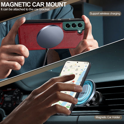 For Samsung Galaxy S21 FE 5G LC.IMEEKE L5 Series Detachable RFID Card Bag Magsafe Phone Case(Red) by LC.IMEEKE