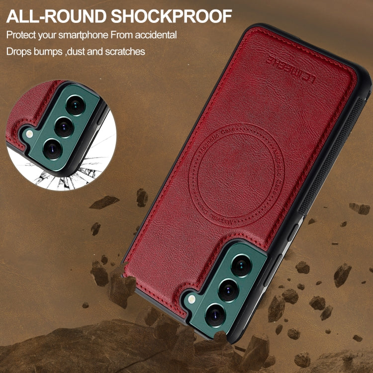 For Samsung Galaxy S21 5G LC.IMEEKE L5 Series Detachable RFID Card Bag Magsafe Phone Case(Red) by LC.IMEEKE