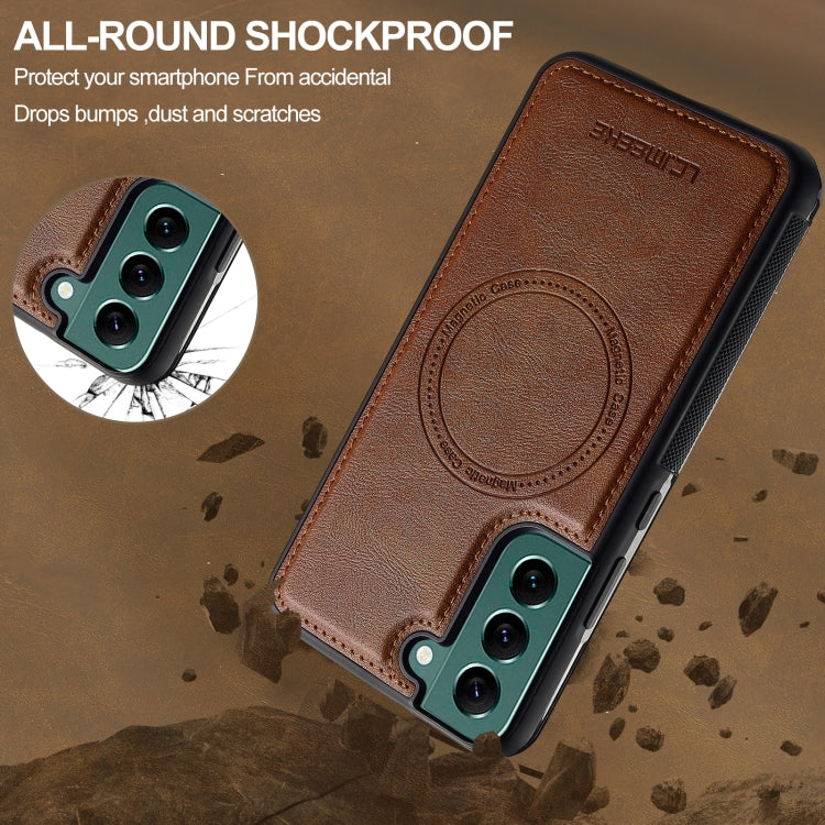 For Samsung Galaxy S21+ 5G LC.IMEEKE L5 Series Detachable RFID Card Bag Magsafe Phone Case(Brown) by LC.IMEEKE
