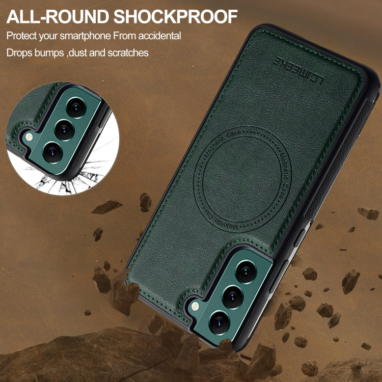 For Samsung Galaxy S21+ 5G LC.IMEEKE L5 Series Detachable RFID Card Bag Magsafe Phone Case(Green) by LC.IMEEKE