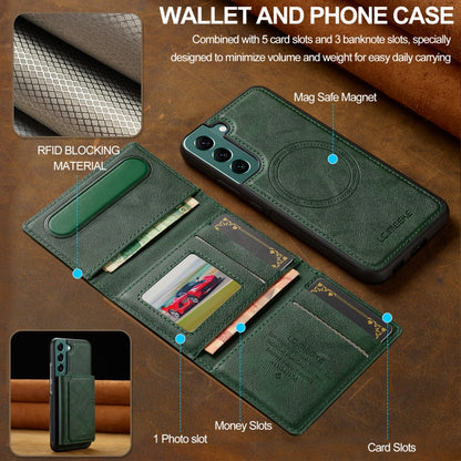 For Samsung Galaxy S21+ 5G LC.IMEEKE L5 Series Detachable RFID Card Bag Magsafe Phone Case(Green) by LC.IMEEKE