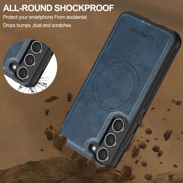 For Samsung Galaxy S25 5G LC.IMEEKE L5 Series Detachable RFID Card Bag Magsafe Phone Case(Blue) by LC.IMEEKE