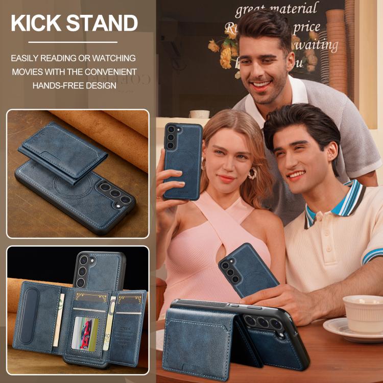 For Samsung Galaxy S25 5G LC.IMEEKE L5 Series Detachable RFID Card Bag Magsafe Phone Case(Blue) by LC.IMEEKE