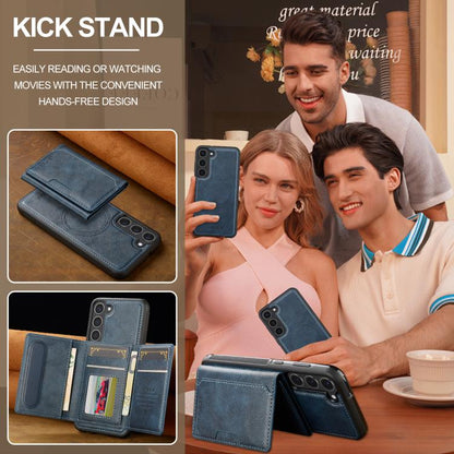 For Samsung Galaxy S25 5G LC.IMEEKE L5 Series Detachable RFID Card Bag Magsafe Phone Case(Blue) by LC.IMEEKE