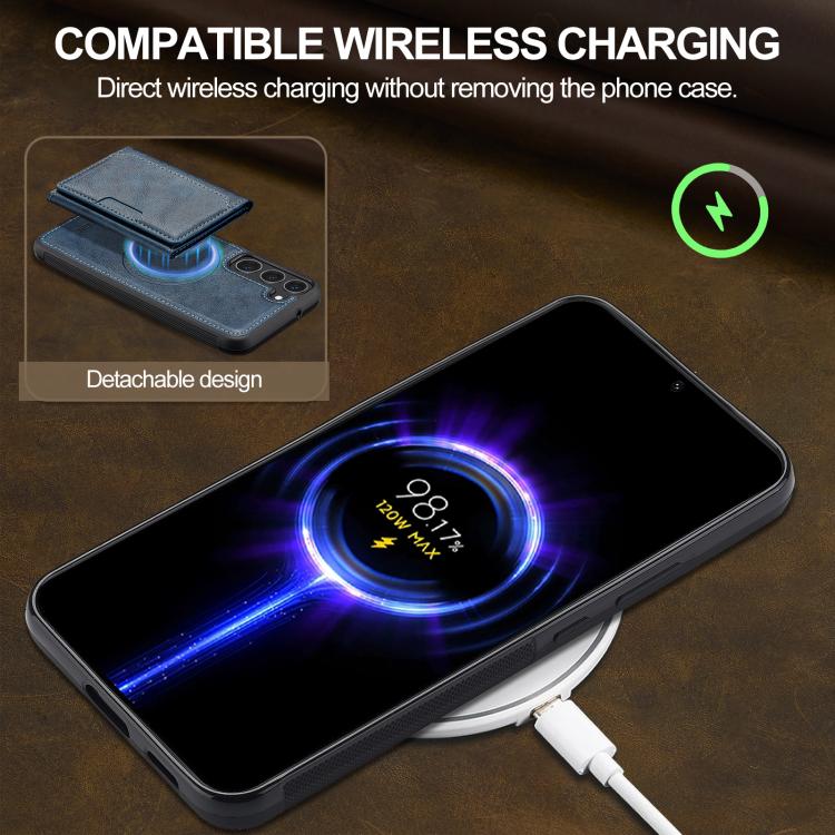 For Samsung Galaxy S25 5G LC.IMEEKE L5 Series Detachable RFID Card Bag Magsafe Phone Case(Blue) by LC.IMEEKE