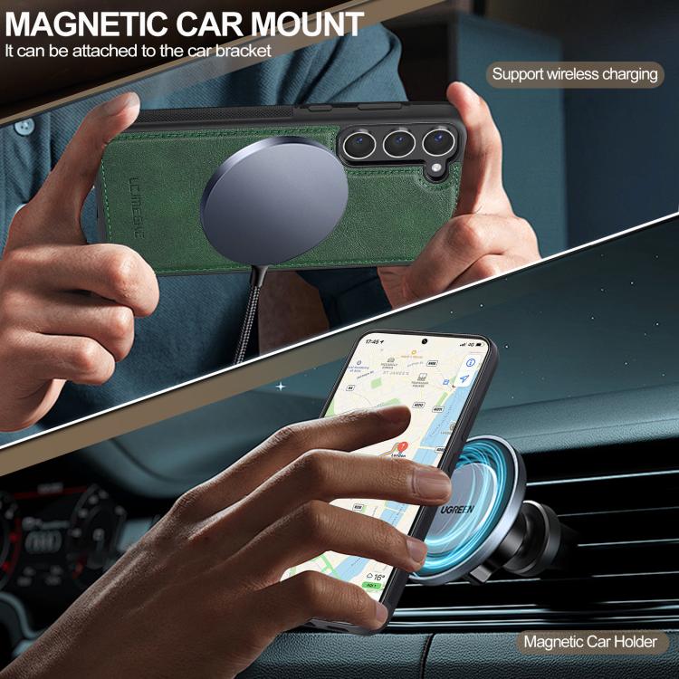 For Samsung Galaxy S25+ 5G LC.IMEEKE L5 Series Detachable RFID Card Bag Magsafe Phone Case(Green) by LC.IMEEKE