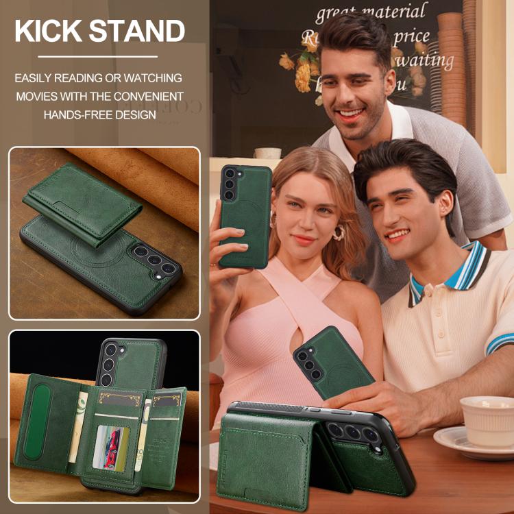 For Samsung Galaxy S25+ 5G LC.IMEEKE L5 Series Detachable RFID Card Bag Magsafe Phone Case(Green) by LC.IMEEKE