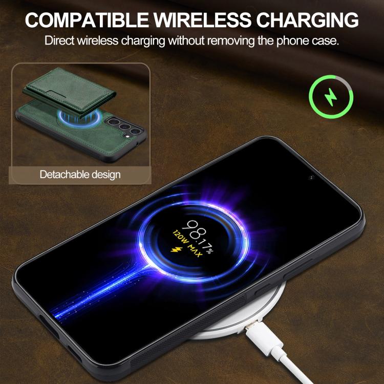 For Samsung Galaxy S25+ 5G LC.IMEEKE L5 Series Detachable RFID Card Bag Magsafe Phone Case(Green) by LC.IMEEKE