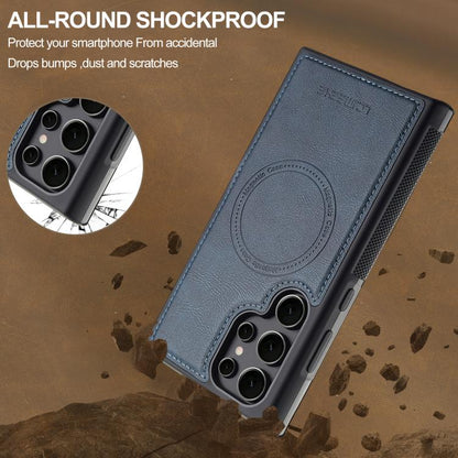 For Samsung Galaxy S25 Ultra 5G LC.IMEEKE L5 Series Detachable RFID Card Bag Magsafe Phone Case(Blue) by LC.IMEEKE