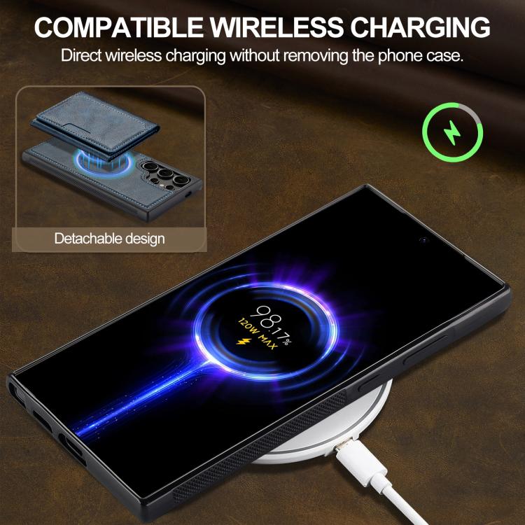 For Samsung Galaxy S25 Ultra 5G LC.IMEEKE L5 Series Detachable RFID Card Bag Magsafe Phone Case(Blue) by LC.IMEEKE