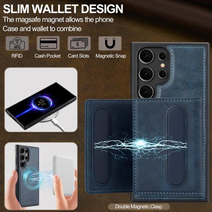 For Samsung Galaxy S25 Ultra 5G LC.IMEEKE L5 Series Detachable RFID Card Bag Magsafe Phone Case(Blue) by LC.IMEEKE